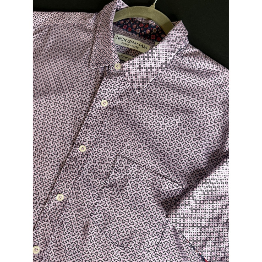 Nick Graham Everywhere‎ Men's XL/TG Purple Geometric Stretch Modern Fit Shirt
